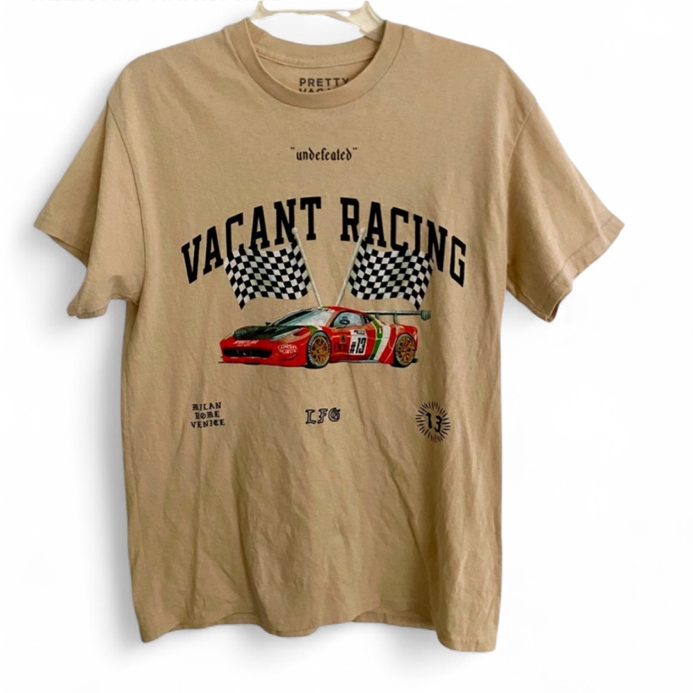 PRETTY VACANT UNDEFEATED TAN ITALIA RACING CREWNECK SHORT SLEEVE T SHIRT MEDIUM